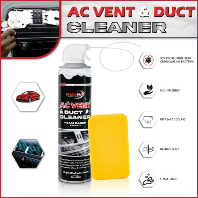 MIKANIX Car AC Vent & Duct / Dust Cleaner Foam Spray With Long Nosal Pipe | Removes Dust and Mould From AC | Vehicle Interior Cleaner(600 ml)