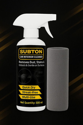 subton Car Interior Cleaner Spray with Microfiber Cloth For Seat & All Interior Surface Leather, Plastic & Fabric | AC Vents Tough Stain Remover Vehicle Interior Cleaner(500 ml)