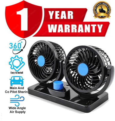 Genipap Car Fan 12V 360 Head 2 Speed Quiet Strong for All Auto Vehicles-AS1082 Car Interior Fan(12 V)