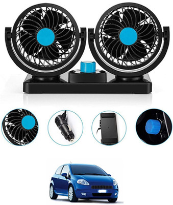 AYW 12V Car Fan Dashboard/Double Head/360 Degree Rotatable/2 Speed Grand Punto Fiat Car Interior Fan(12 V)