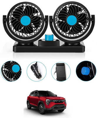 ABJD 12V/2 Speed Dual Head,360 Degree Rotatable Interior Fan For XUV3XO Mahindra 2024 Car Interior Fan(12 V)