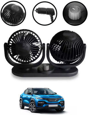 MATIES 24V/12V Black 4inch Twin Fan 360 Degree Rotation For-Kiger Car Interior Fan(24 V)
