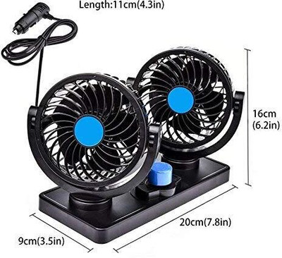 ZULUSTYL 12V DC Electric Dashboard 360 Degree Rotatable Fan-47 Car Interior Fan(12 V)