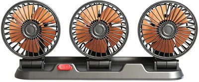 AutoBizarre Electric Car Cooling Fan 360° Rotatable Triple Heads Manual Rotation 2 Speed Car Interior Fan(12 V)