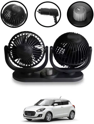 ABJD Dual Head 12V/360 Degree Rotation Car/Van/Truck Fan With Cigarette Lighter-258 Car Interior Fan(12 V)