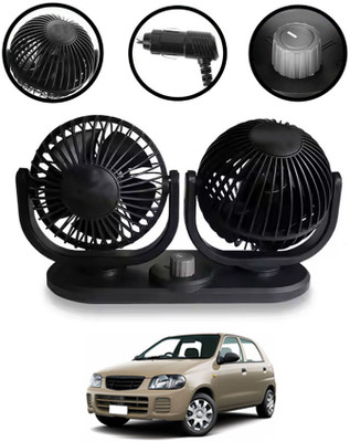 MATIES 24V/12V Black 4inch Twin Fan 360 Degree Rotation For-Alto Car Interior Fan(24 V)