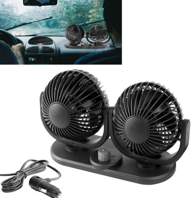 MSNP Universal 4inch Black Car Dashboard Twin Fan With 360/180 Degree Rotation-01 Car Interior Fan(12 V)