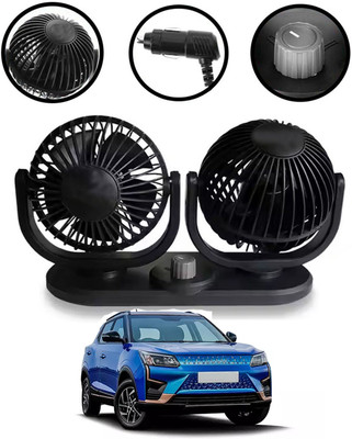 ABJD Universal Fit 4inch Car Interior Black Twin Fan With 360/180 Degree Rotation-320 Car Interior Fan(24 V)