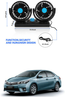 PRTEK Dual Head Fans,360 Degree Rotatable Cooling Fan forLancer Cedia Car Interior Fan(12 V)