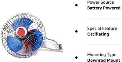 Ajeetech DC Solar Panel or Universal 12 Volts Battery_ Car Interior Fan(12 V)