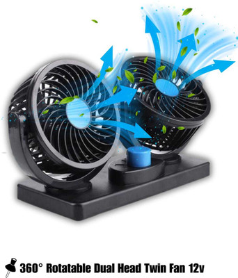 Autocastle CAR ELECTRIC COOLING FAN DOUBLE HEAD TWIN FAN 12V BLACK COLOUR FOR ALL CARS Car Interior Fan(12 V)