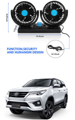 PRTEK Dual Head Fans,360 Degree Rotatable Cooling Fan forPajero Sport Car Interior Fan(12 V)