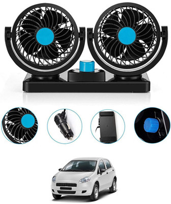 AYW 12V Car Fan Dashboard/Double Head/360 Degree Rotatable/2 Speed Punto Fiat Car Interior Fan(12 V)
