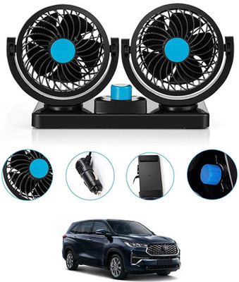 AYW Double Head 12V Car Fan Dashboard/360 Degree Rotatable/2 Speed Innova Hycross Car Interior Fan(12 V)