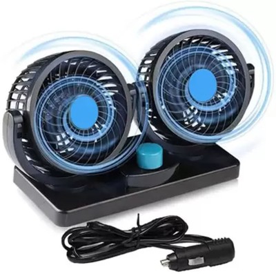 Ajeetech Mitchell 360° Rotatable Dual Heads Air Circulator Fan 12V Electric Car Cooling Car Interior Fan(12 V)