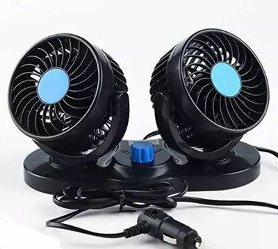 RohanEshop 12V Car LARGE Fan Dashboad 360 Degree Rotatable Dual Head Car 2 Speed Fan Car Interior Fan(12 V)