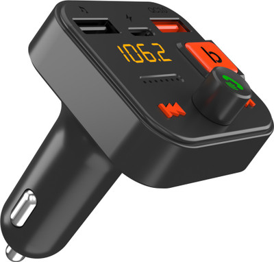 Portronics v5.0 Car Bluetooth Device with Car Charger, Audio Receiver, FM Transmitter(Black)
