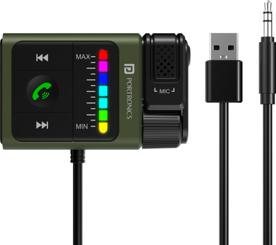 Portronics v5.0 Car Bluetooth Device with Audio Receiver(Black)