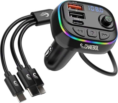 Chaebol v5.0 Car Bluetooth Device with FM Transmitter, Car Charger, Audio Receiver, MP3 Player, USB Cable(Black)