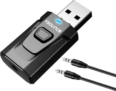 sounce v5.0 Car Bluetooth Device with 3.5mm Connector, Audio Receiver, Transmitter, Adapter Dongle(Black)