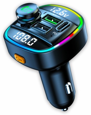 Crust v5.0 Car Bluetooth Device with FM Transmitter, Car Charger, Audio Receiver, MP3 Player, Adapter Dongle, Transmitter(Pd 20w + Qc3.0, CS45 Black)