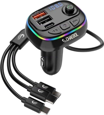 Chaebol v5.0 Car Bluetooth Device with FM Transmitter, Car Charger, Audio Receiver, MP3 Player, USB Cable(Black)