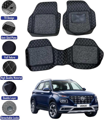 GENFRID Leather 7D Mat For  Hyundai Venue(Silver, Black)