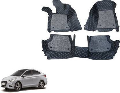 VIAZ VENTURES Leather 7D Mat For  Hyundai Verna(Black)