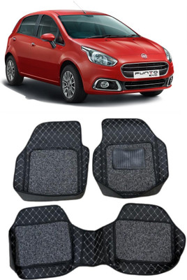 arneja trading company Leatherite 7D Mat For  Fiat Punto(Silver, Black)