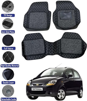 GENFRID Leather 7D Mat For  Chevrolet Spark(Silver, Black)