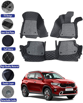 MATIES Leatherite 7D Mat For  Kia Sonet(Black)