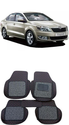 TOFIT ENTERPRISE Leatherite 7D Mat For  Skoda Rapid(Red, Black)