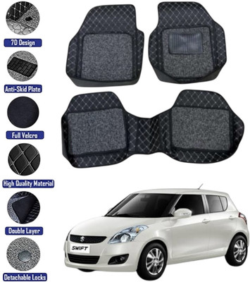 GENFRID Leather 7D Mat For  Maruti Swift(Silver, Black)