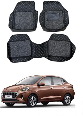 ARNEJA Leatherite 7D Mat For  Hyundai Aura(Silver, Black)