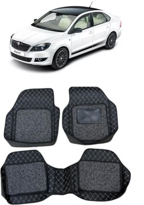 arneja trading company Leatherite 7D Mat For  Skoda Rapid(Silver, Black)