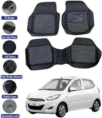 GENFRID Leather 7D Mat For  Hyundai i10(Black, Silver)