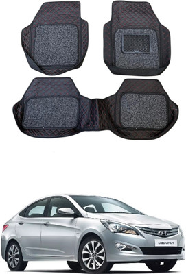 Arnejaa Leatherite 7D Mat For  Hyundai Fluidic Verna 4S(Red, Black)