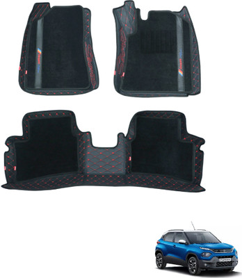 elegant Leatherite, Polypropylene 7D Mat For  Tata Punch(Black, Red)