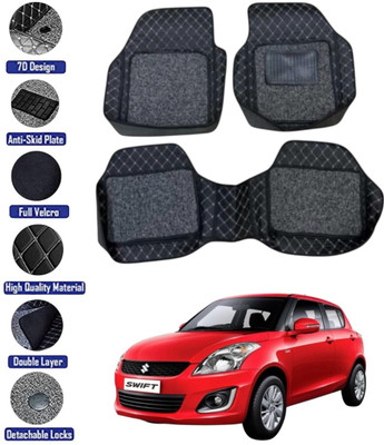 GENFRID Leather 7D Mat For  Maruti Suzuki Swift(Black, Silver)