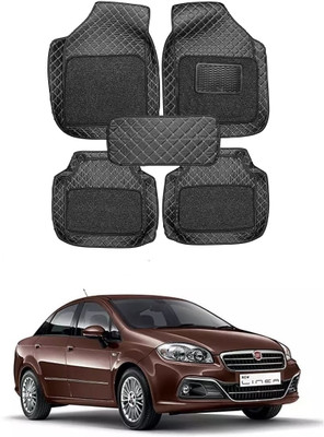 arneja trading company Leatherite 7D Mat For  Fiat Linea(Silver, Black)