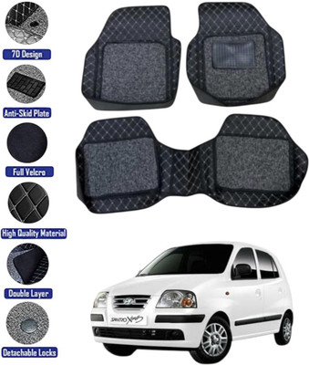 GENFRID Leather 7D Mat For  Hyundai Santro Xing(Black, Silver)