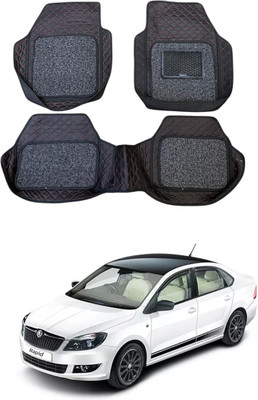 ARNEJA Leatherite 7D Mat For  Skoda Rapid(Red, Black)