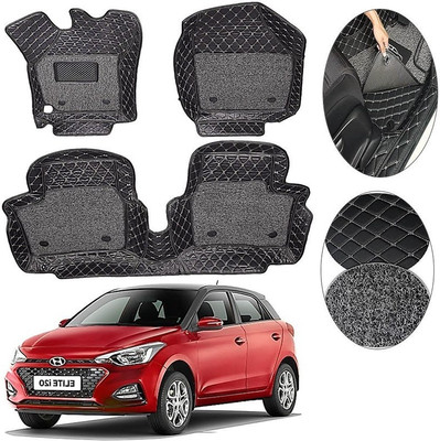 FF TRADERS Leather 7D Mat For  Hyundai Elite i20(Black)