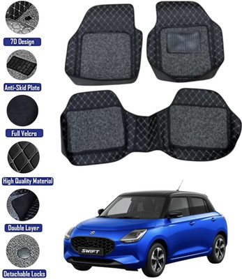 GENFRID Leather 7D Mat For  Maruti Swift(Silver, Black)