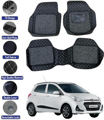 GENFRID Leather 7D Mat For  Hyundai i10 Active(Black, Silver)
