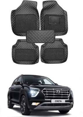 arneja trading company Leatherite 7D Mat For  Hyundai Creta(Silver, Black)