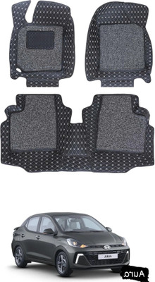 FF TRADERS Leatherite 7D Mat For  Hyundai Aura(Black, Silver)