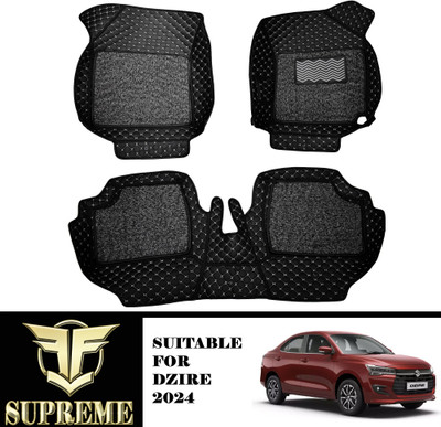Fit Fly Leather 7D Mat For  Maruti New Dzire(Silver, Black)