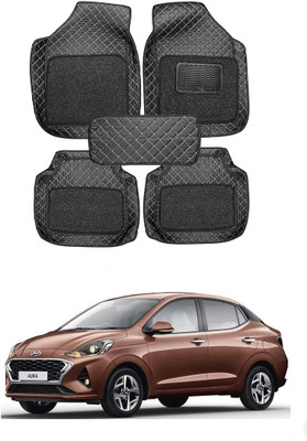 arneja trading company Leatherite 7D Mat For  Hyundai Aura(Silver, Black)