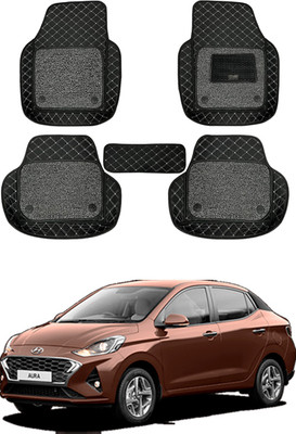MATIES Leatherite 7D Mat For  Hyundai Aura(Black)